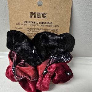PINK Victoria's Secret Black and Red Scrunchies Set
